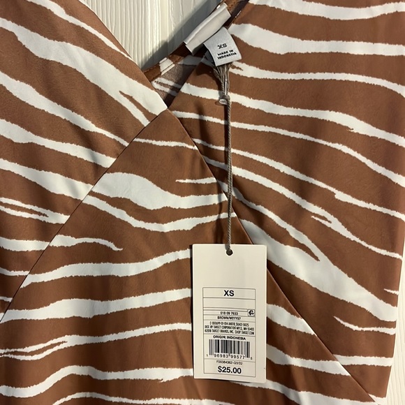 NWT A New Day Brown white stripe Midi Dress - Picture 4 of 4